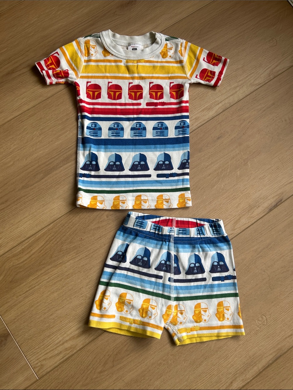 Hanna Andersson Multicolor Stripe Kids Pajama Set with Red, Yellow, Blue & Green